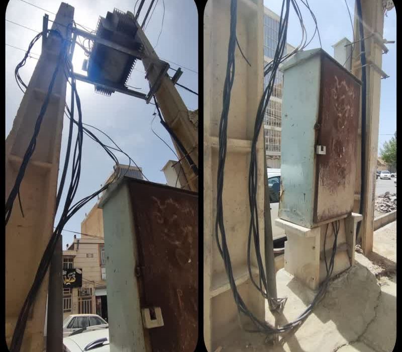سیمهای آویزان شده و خطر برق گرفتگی عابرین
